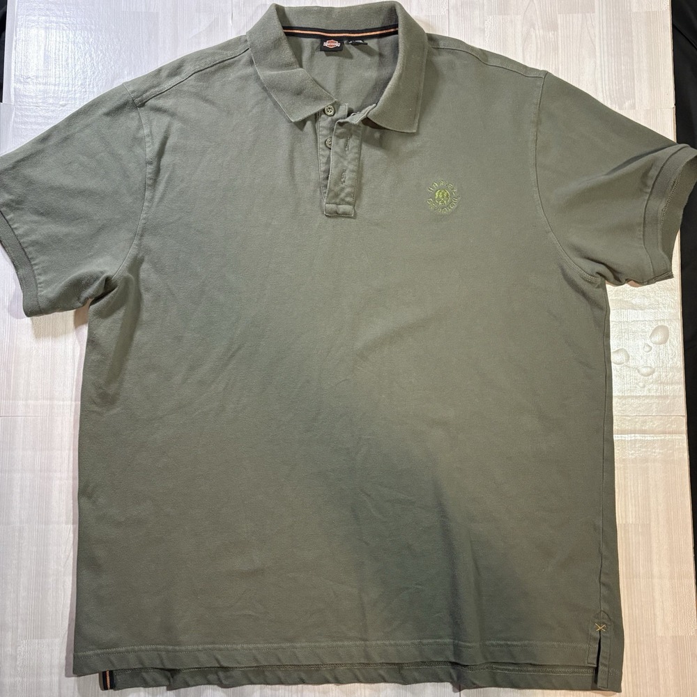 Harley Davidson Polo Shirt Mens Size 2XL Olive Green Skull Logo Embroidered